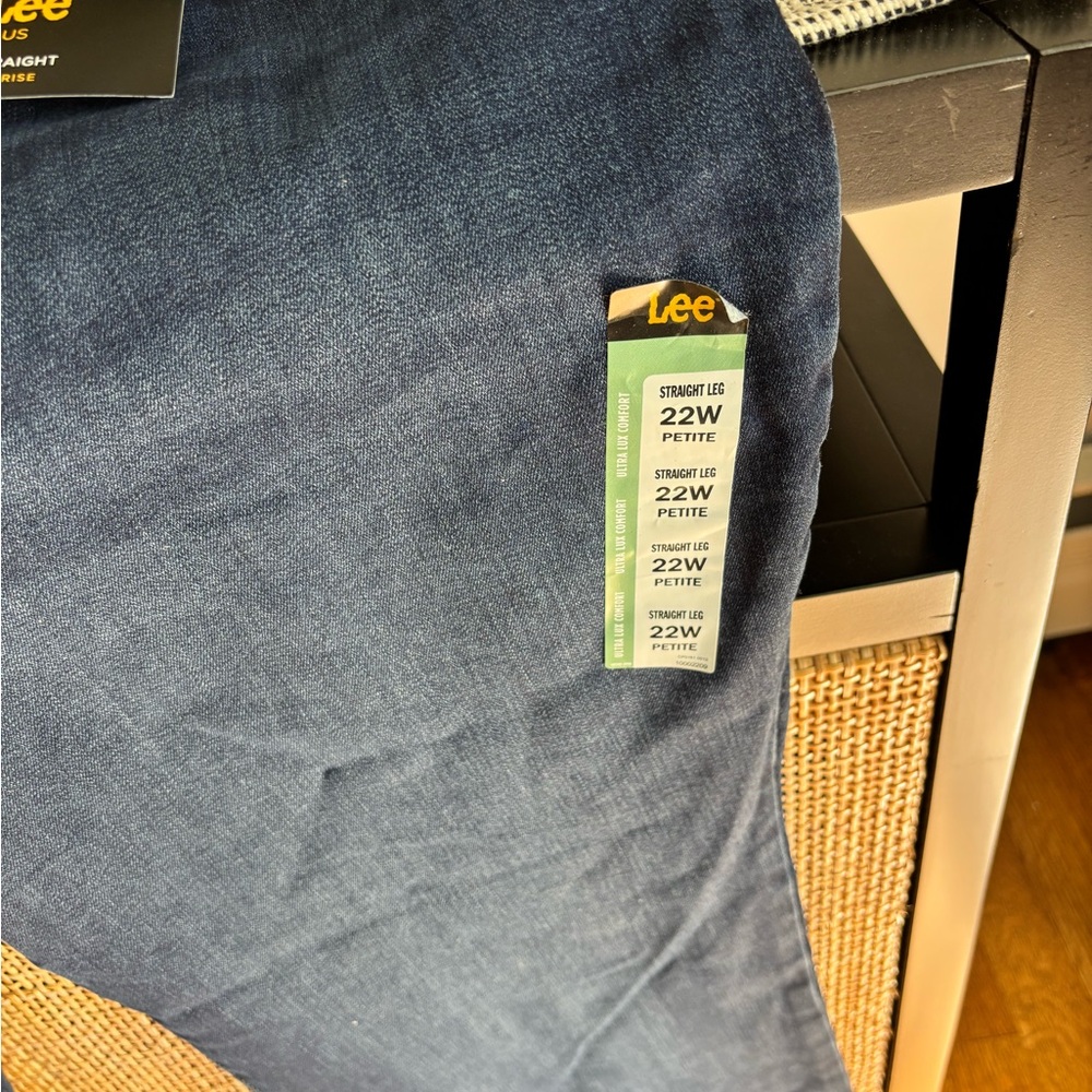 Straight leg dark blue wash jeans